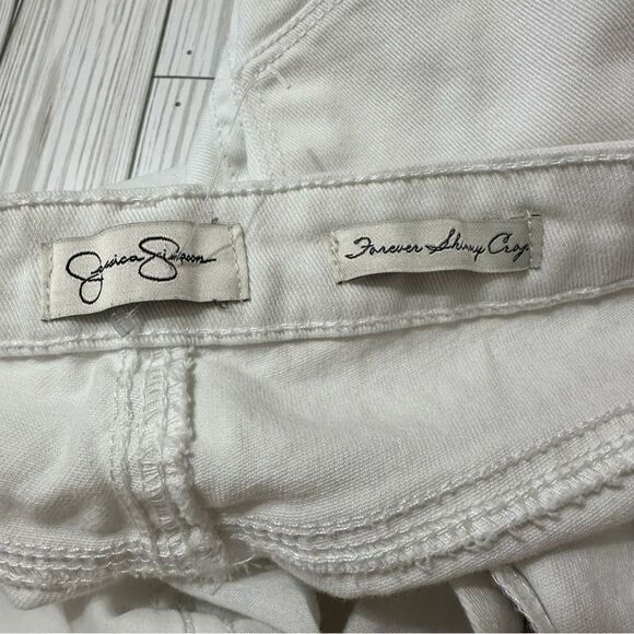 JESSICA SIMPSON FOREVER SKINNY CROP STRETCH WHITE JEANS 32 POCKETS - Picture 6 of 7